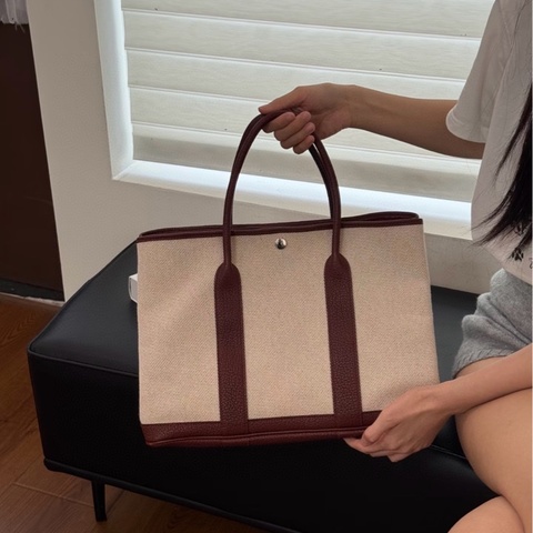 🐎Hermes愛馬仕｜GardenParty GP36 帆布拼皮花園包｜98新