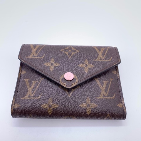 Louis Vuitton 路易威登三折粉色豆豆錢包 Monogram老花