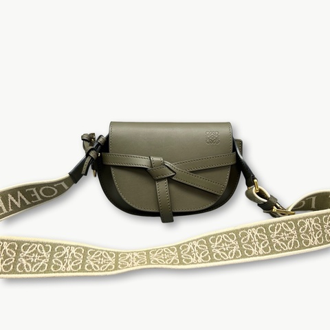 LOEWE羅意威 布朗尼 馬鞍包寬肩帶墨綠色97新
