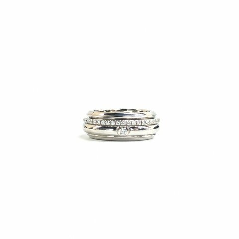 Piaget 18k白金 時來運轉 寬 滿鑽 戒指